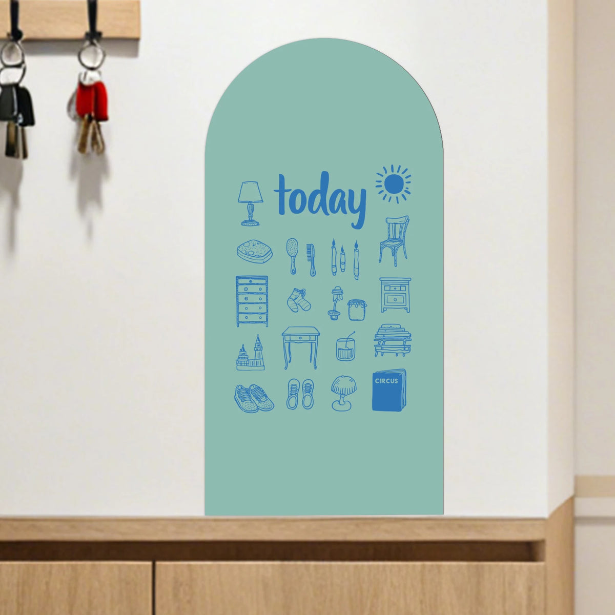 autocollant mural arche moderne minimaliste vert rose bleu pvc adhésif chambre salon