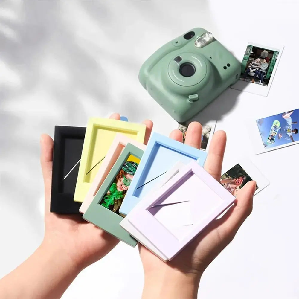 Cadre photo transparent moderne minimaliste adhésif vert noir jaune bleu rose photos imprimées