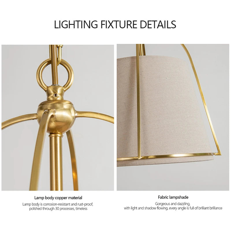 suspension lumineuse moderne or tissu texturé salon chambre étude lumière chaude lumière froide lumière