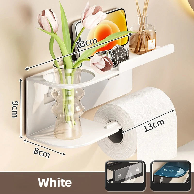 porte serviettes mural adhésif moderne noir serviette tulipes parfum montre smartphone lotion
