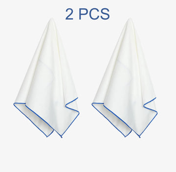 serviette polissage polyester coton blanc bleu opaque moderne 50x35cm zip rangement vin lunettes caméra