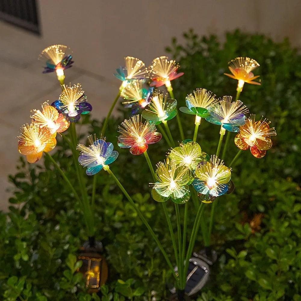 lampe solaire fleur multicolore transparente moderne extérieure jardin patio led étanche