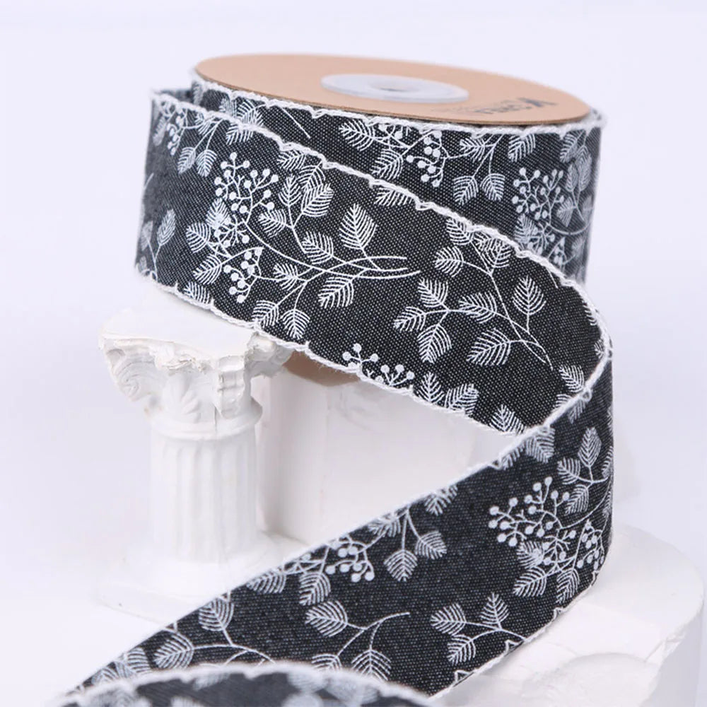 ruban floral bleu foncé blanc rustique cheveux décoration couture diy 100 polyester 4cm large