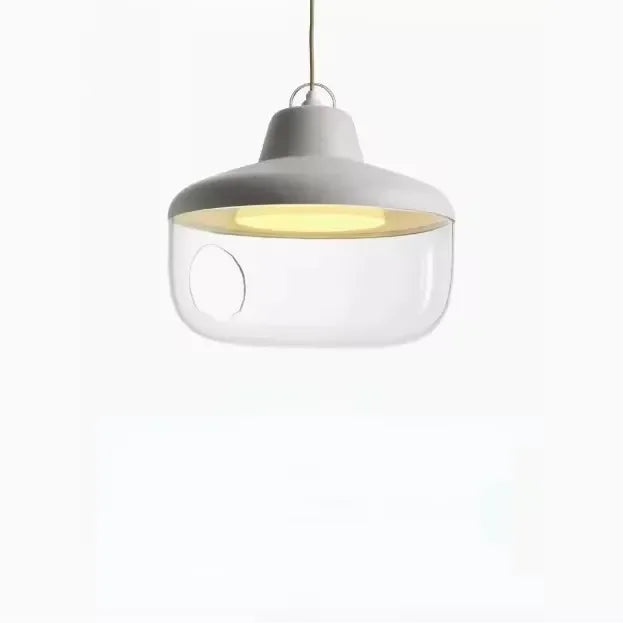 suspension lumineuse moderne transparente oiseau figurines robot vert gris noir rouge