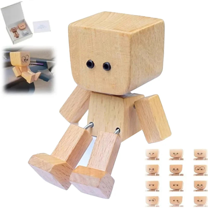 figurine homme bois secouant tête décoration anniversaire noël minimaliste cartoony