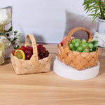 panier tressé bois naturel réutilisable traditionnel poignée anneaux métalliques rustique utilisation multiple fleuriers decoration