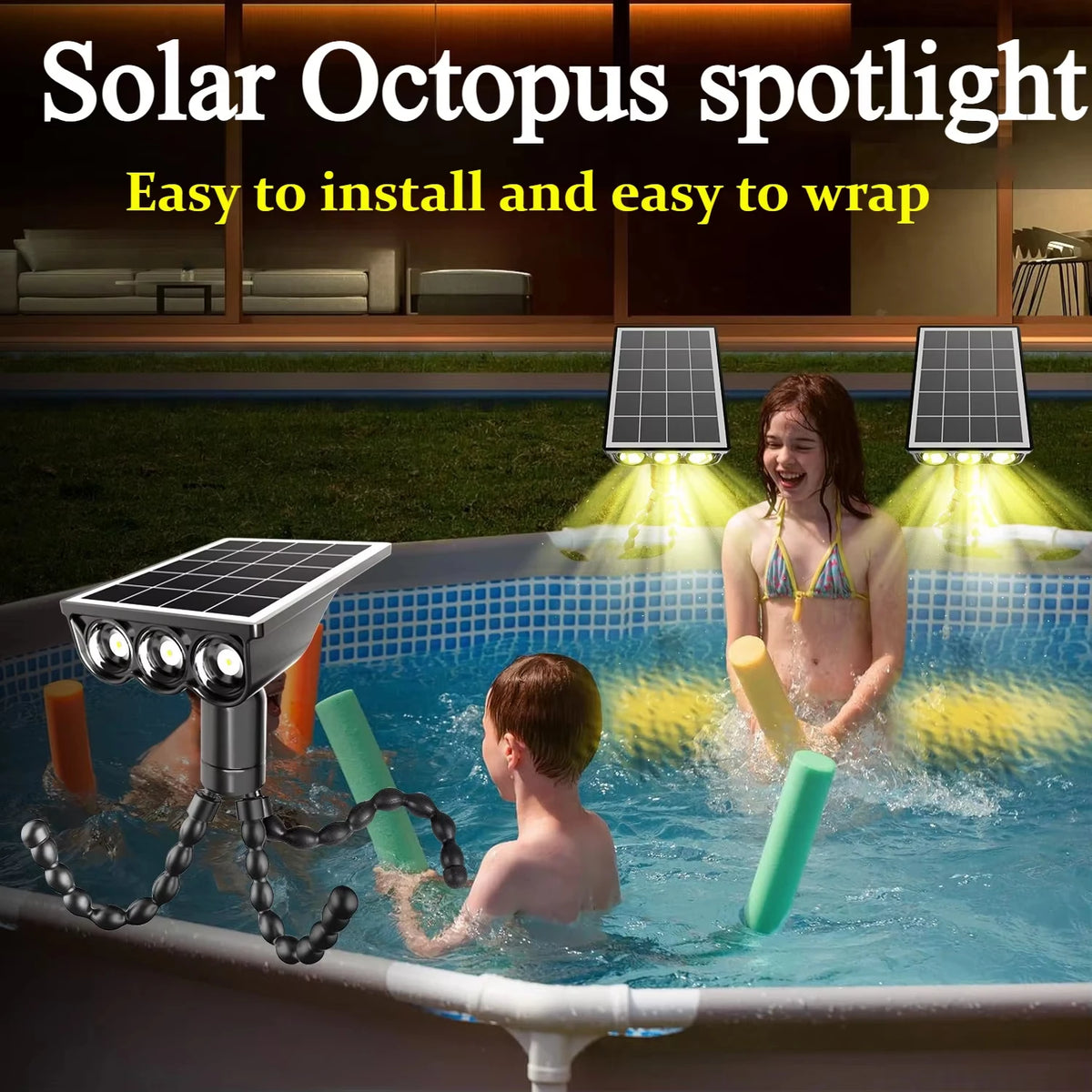 projecteur solaire flexible moderne panneaux solaires led noir trépied extérieur rechargeable