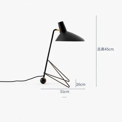 lampadaire led vintage noir pied trépied angle salon chambre coucher abatjour conique mid century