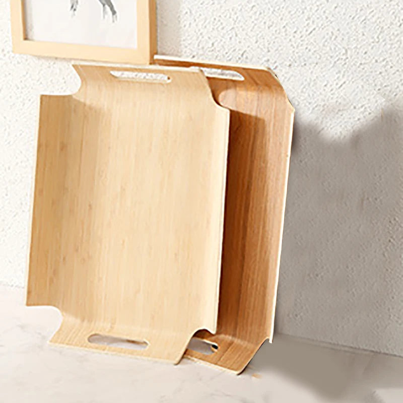 plateau service bois moderne minimaliste rectangulaire assiettes rangement fruits décoration cuisine utilisation multiple réutilisable