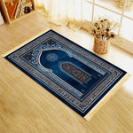 tapis géométrique bleu or artisanal polyester antidérapant imperméable résistant décoration maison İslam prière voyage