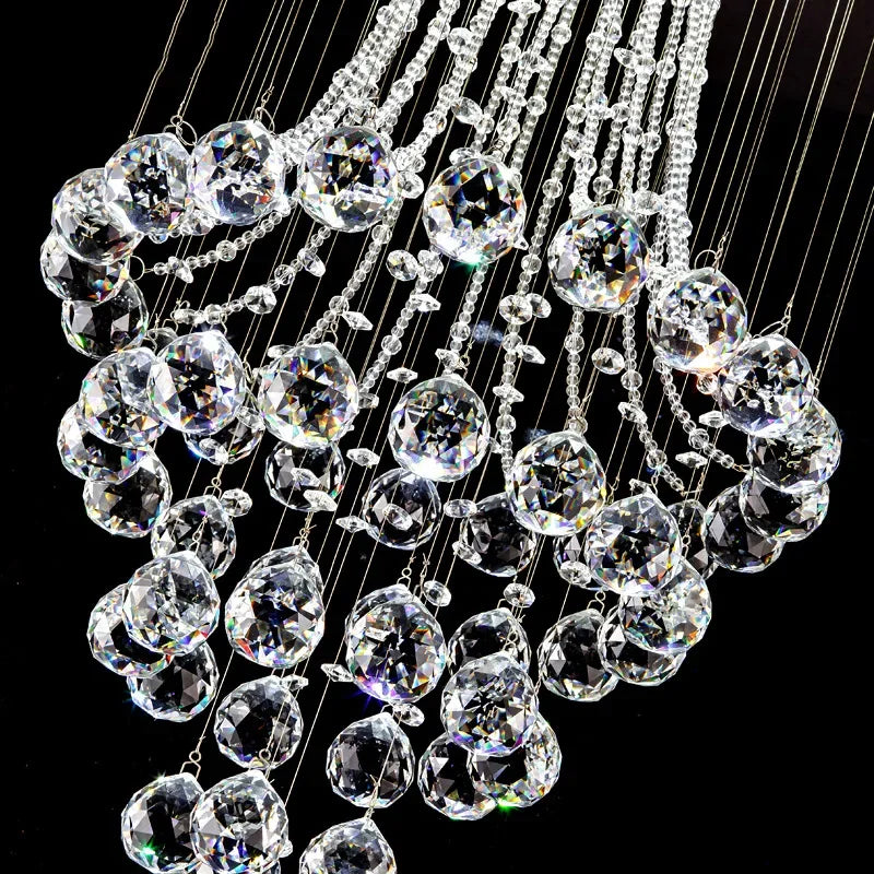 lustre moderne classique cristal chaînes métalliques transparent doréintérieur led lumières