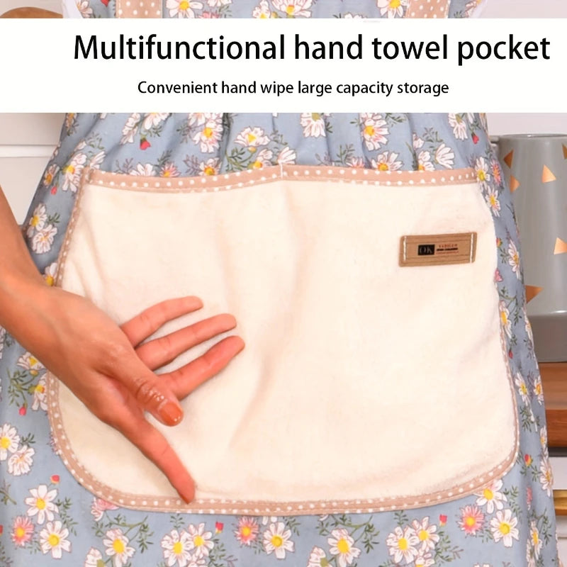 tablier cuisine tablier sans manches polyester motifs floraux poches bretelles réglables bleu rose rustique