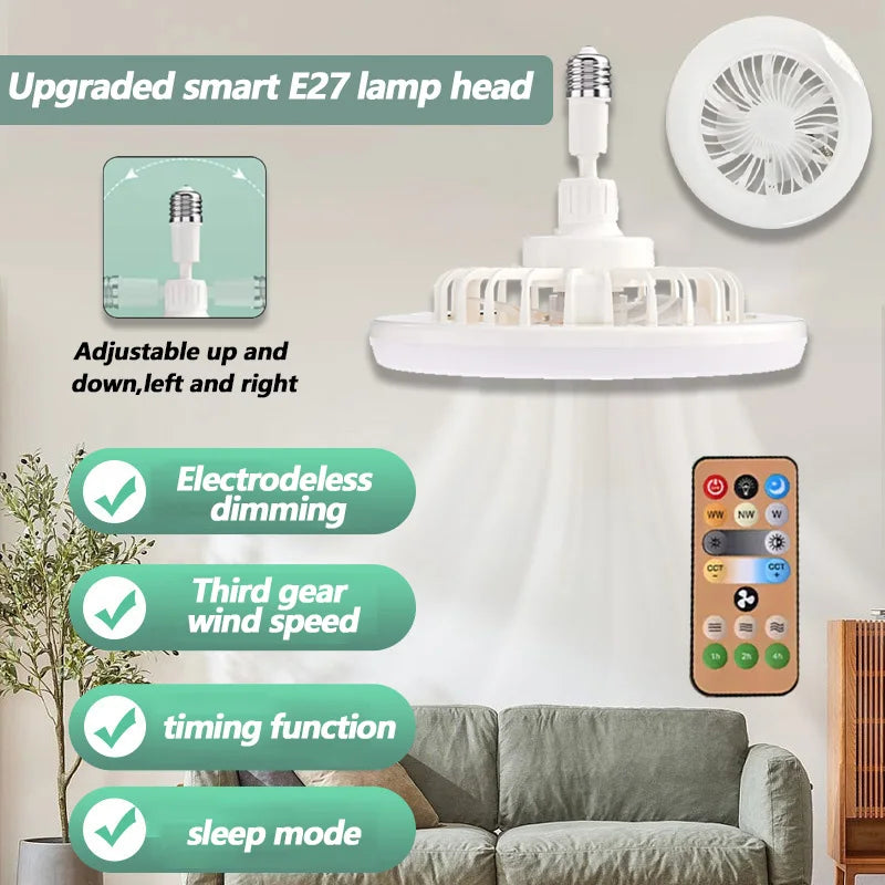 ventilateur led moderne télécommande blanc minimaliste lampe inclusion airflow