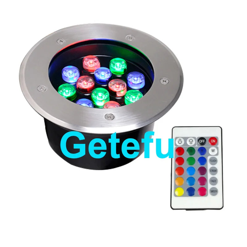 éclairage led rgb télécommande spot noir argent moderne extérieur encastrable ip67 waterproof 9w 18w