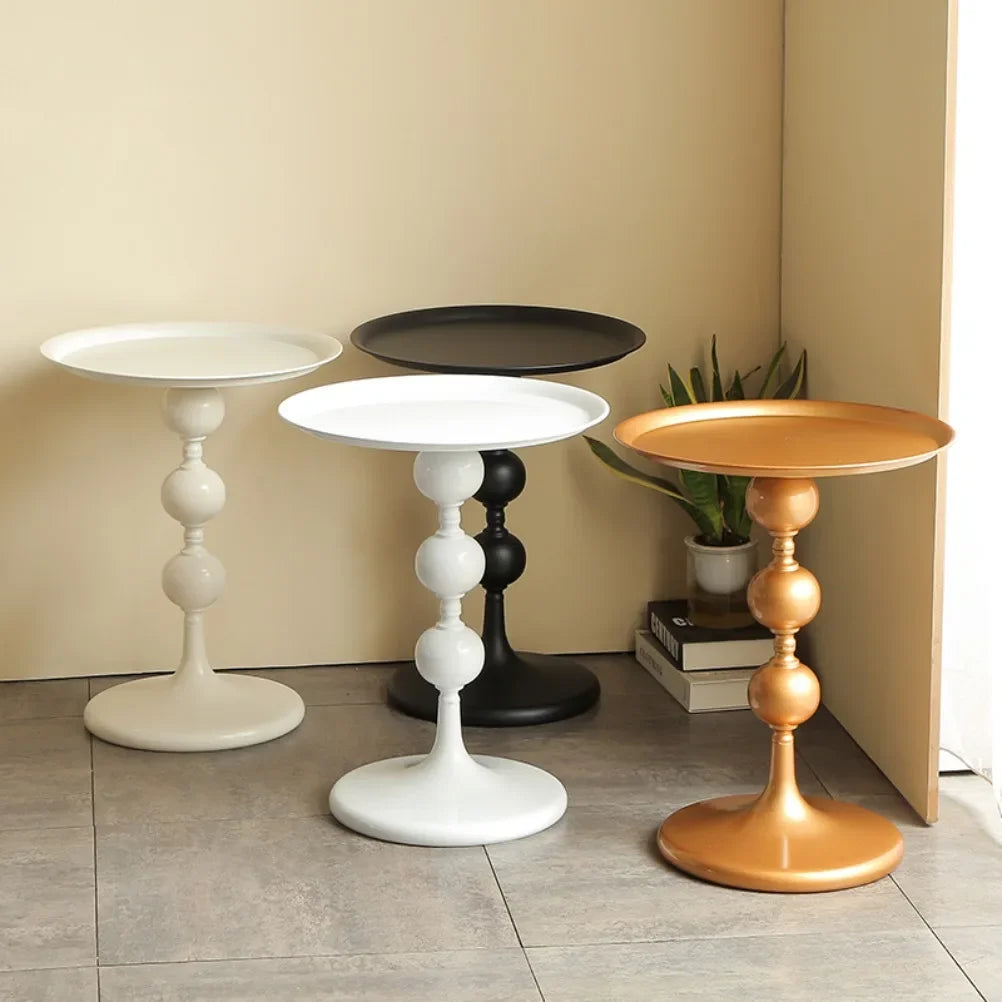 table basse ronde moderne métal blanc noir or diamètre 40cm hauteur 51cm