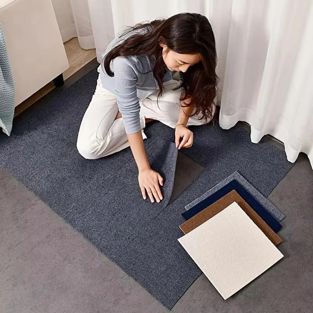 tapis solide polyester adhésif gris foncé moderne 40x40cm maison chambre sans bpa pvc