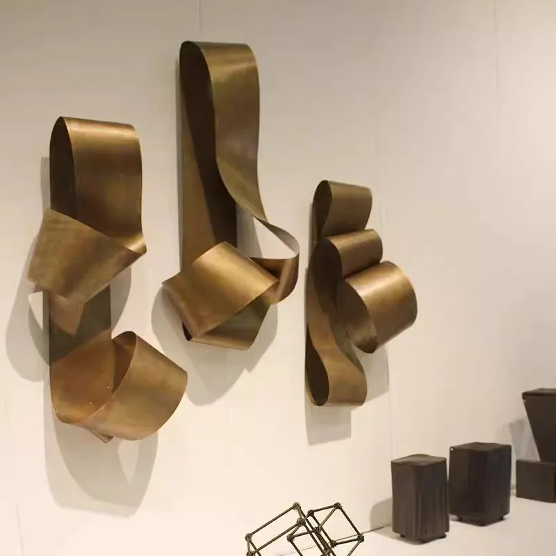 décoration murale contemporaine sculpture métal doré organique moderne 14+