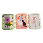 cadres photo modernes motifs floraux chats couleur vert rose blanc deco