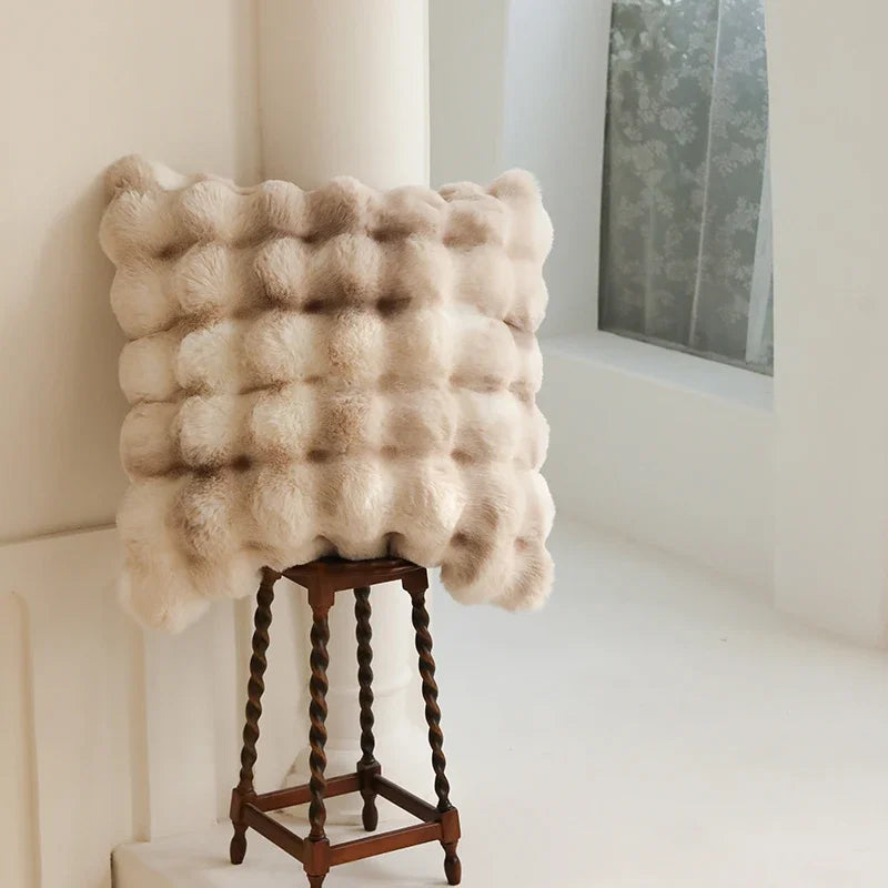 coussin siège coussin dossier imitation fourrure blanc gris beige texture fourrure amovible lavable moderne
