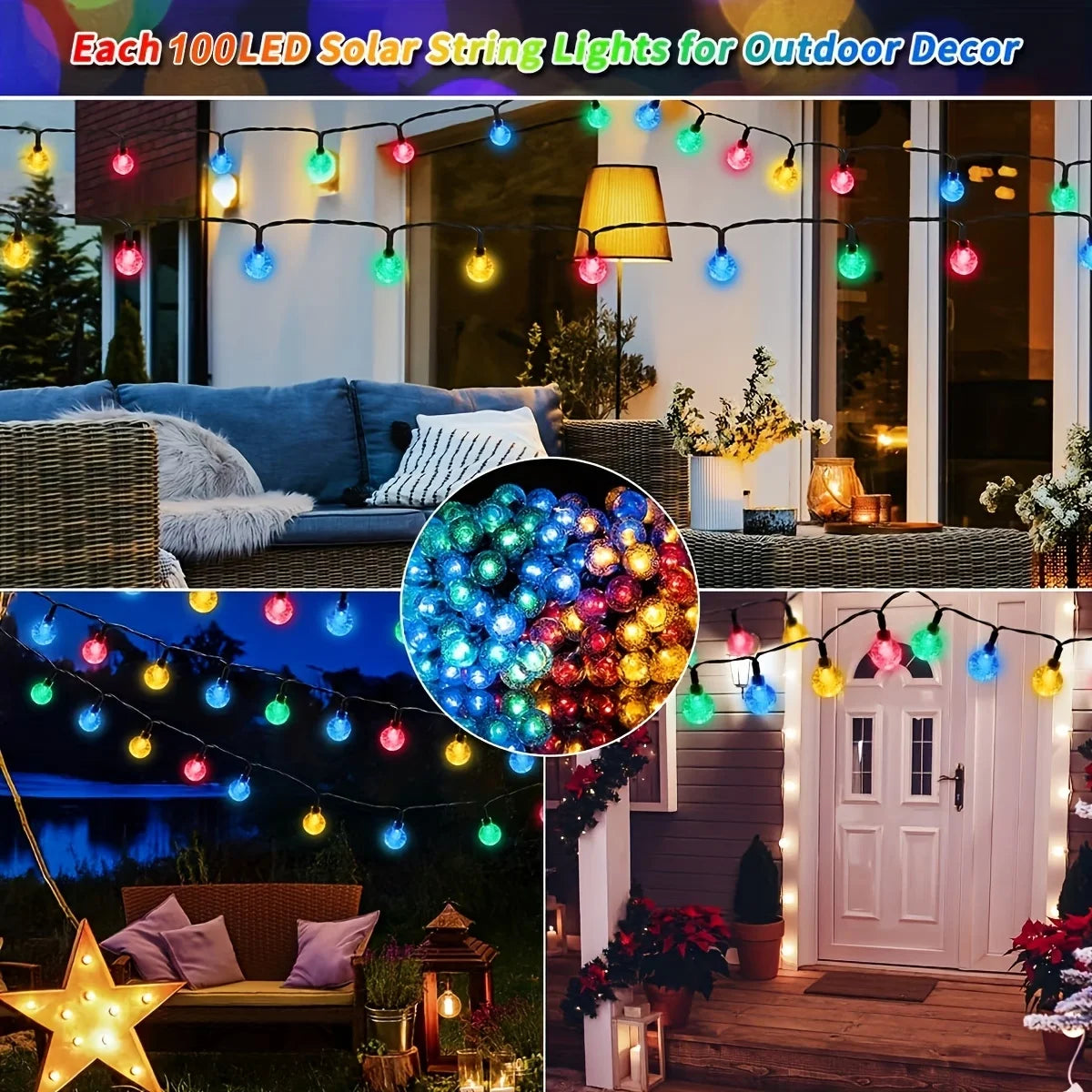 guirlande lumineuse solaire 20 30 50 100 led blanc multicolore translucides clips modernes