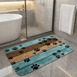 tapis antidérapant empreintes chien moderne bleu marron noir décoration sol