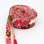ruban coton motif floral rouge vert bleu blanc couture artisanale décoration textile