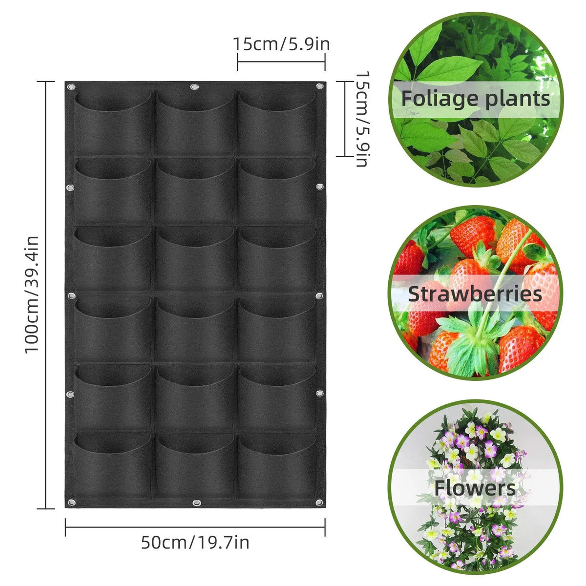 sacs culture plantes mur vert moderne 50x100cm 49 poches