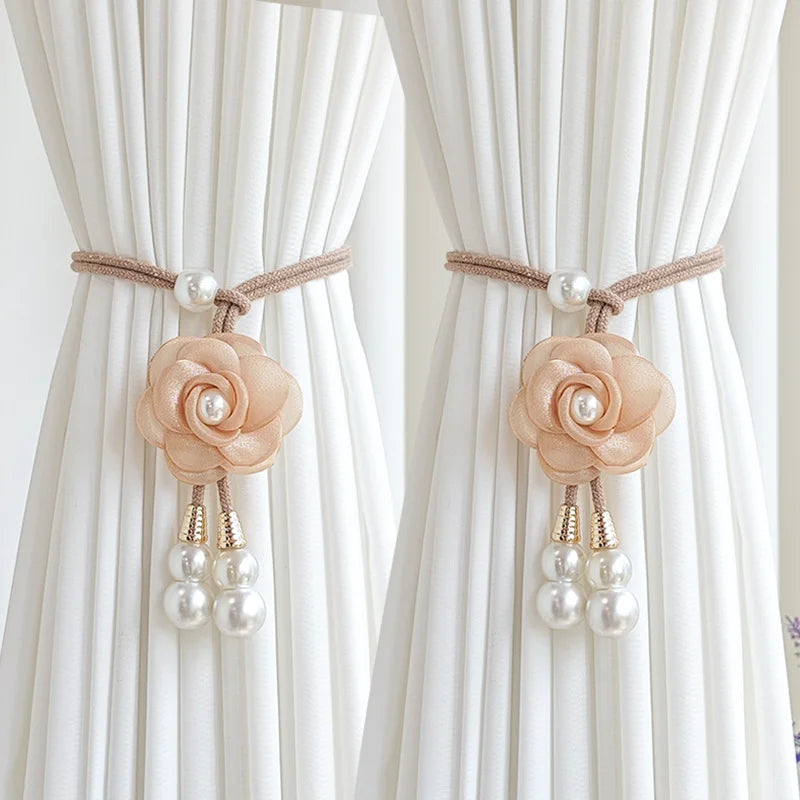 ruban rideaux fleur blanche adhésif élégant blanc rose bleu vert