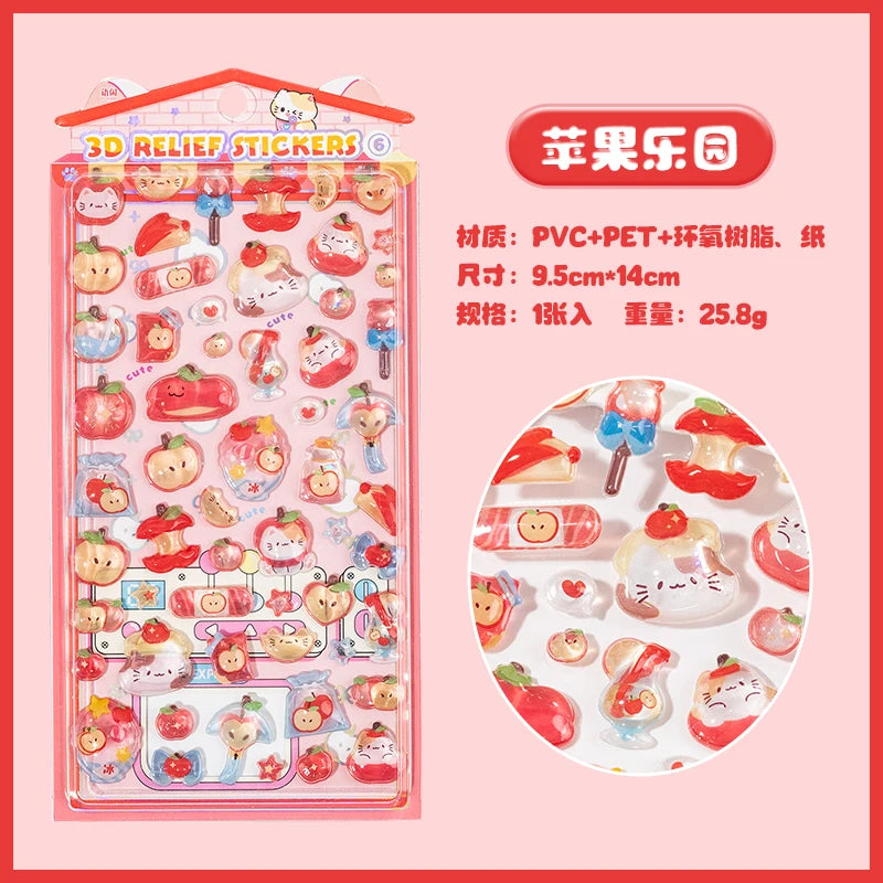 sticker 3d kawaii alimentaire animal multicolore bricolage scrapbooking coque téléphone cadre photo