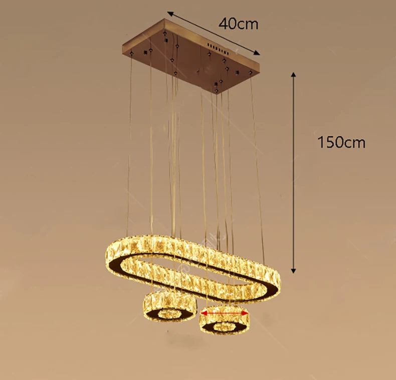 suspension lumineuse moderne or transparent strass rc dimmable 249 2000lm 90 260v