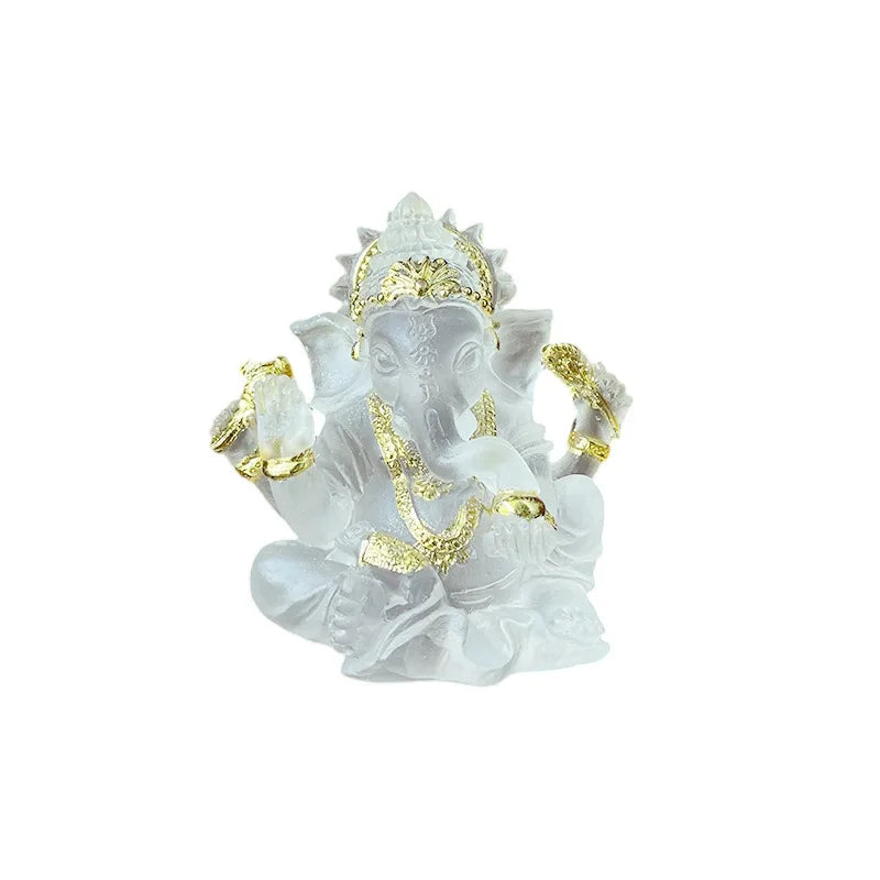 statue ganesha blanc détails dorés motif sculpté occasion mariage décoration intérieure traditionnelle hindoue