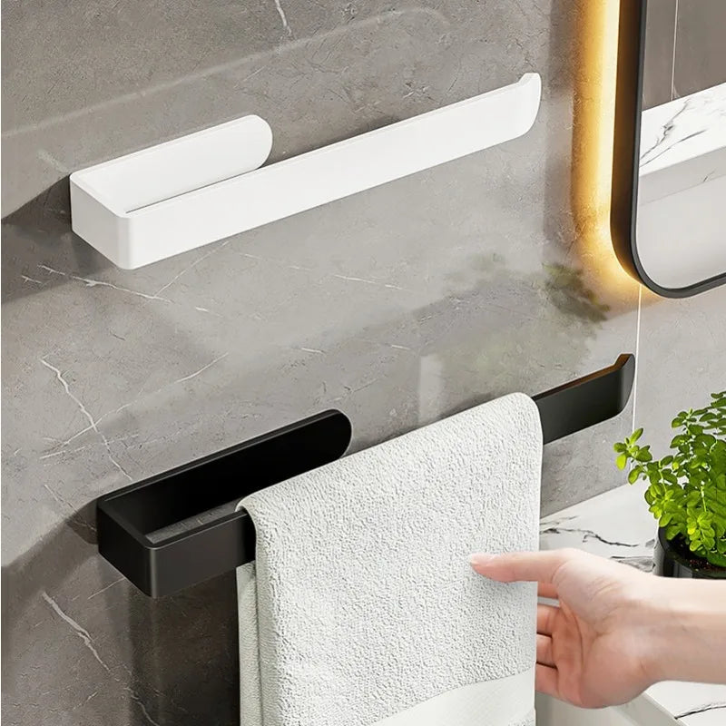 porte serviettes mural adhésif sans perçage moderne aluminium noir 30kg capacité simple