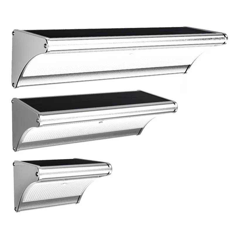 applique murale solaire détecteur mouvement ip65 led argenté noir contemporain minimaliste panneau solaire
