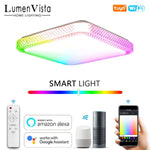 lampe intelligente blanc moderne grille diamants wifi app multicolore télécommande enceintes connectées