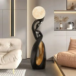 lampe pied moderne sculptural noir beige rose argenté sphère lumineuse moderne designintérieur led chambre