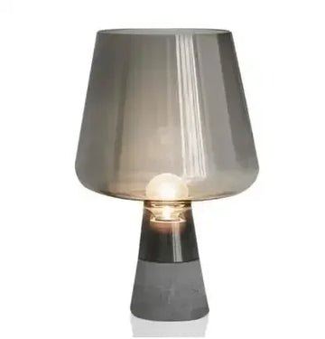 lampe table moderne transparente gris beige base béton éclairage LED haute qualité certifiée VDE