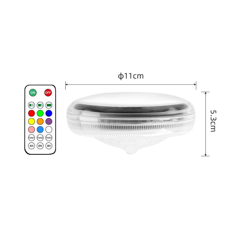 éclairage flottant piscine led noir argenté couleurs modes télécommande ipx7