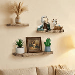étagères murales bois brut rustique étagère plantes salon décoration naturelle figurines animaux