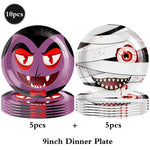 assiettes fantômes halloween citrouilles monstres serviettes gobellets sacs bonbons napkins bannières