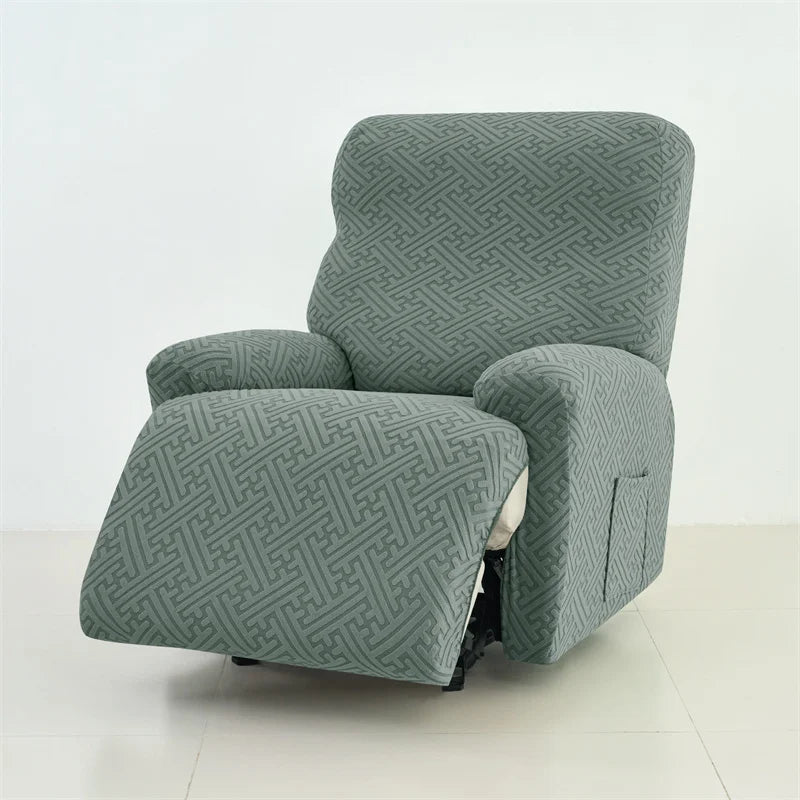 housses fauteuil inclinable jacquard beige motif géométrique moderne fixation pièces polyestère lavable automne hiver
