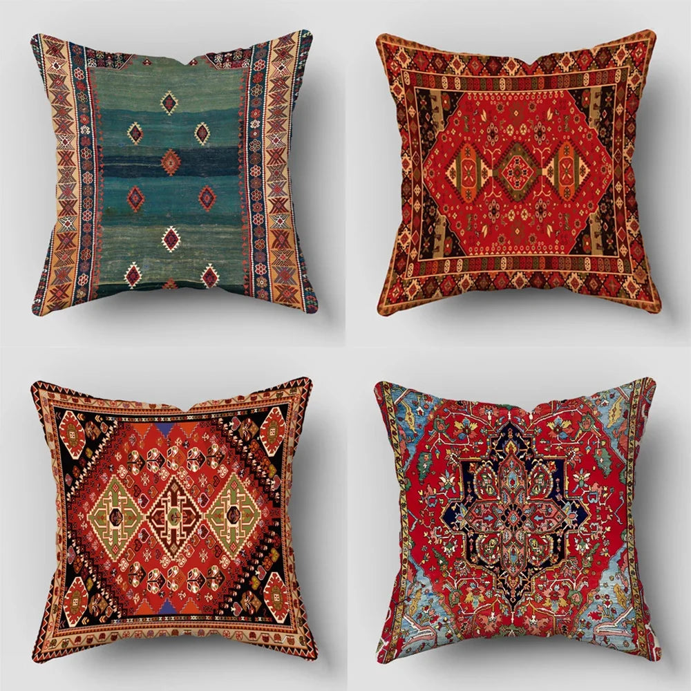 taies d'oreiller motif ethnique couleurs vives traditionnel décoratif maison voiture 45x45cm