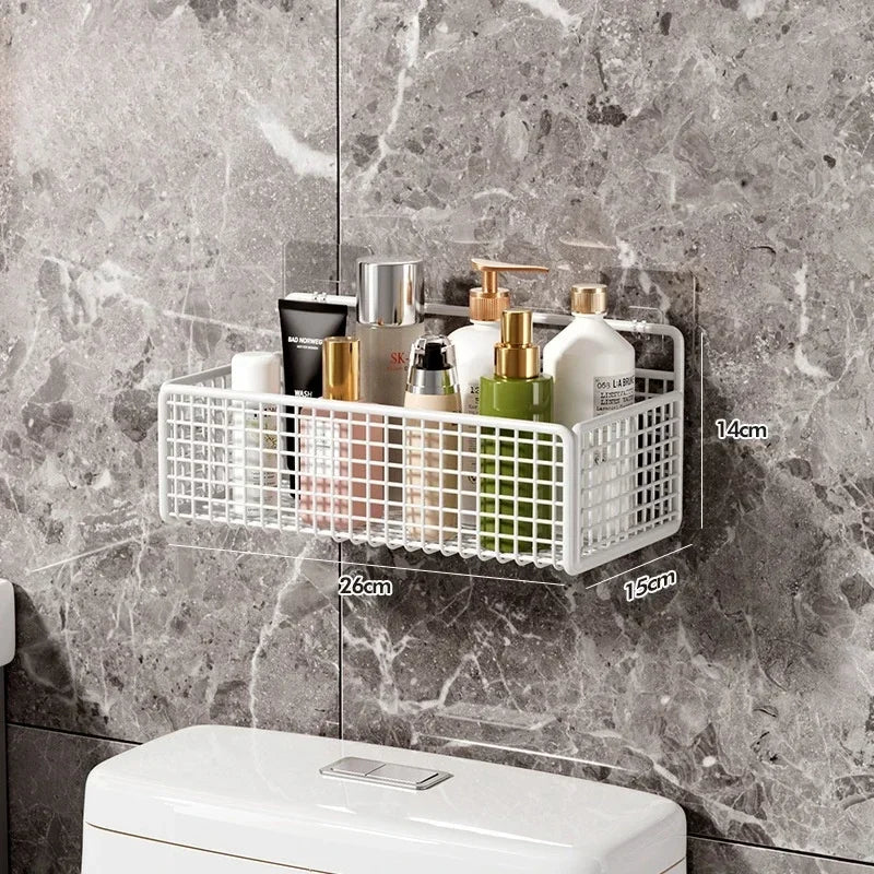 panier mural noir maille métallique moderne rangement salle bain accessoires organisation cuisine maquillage produits