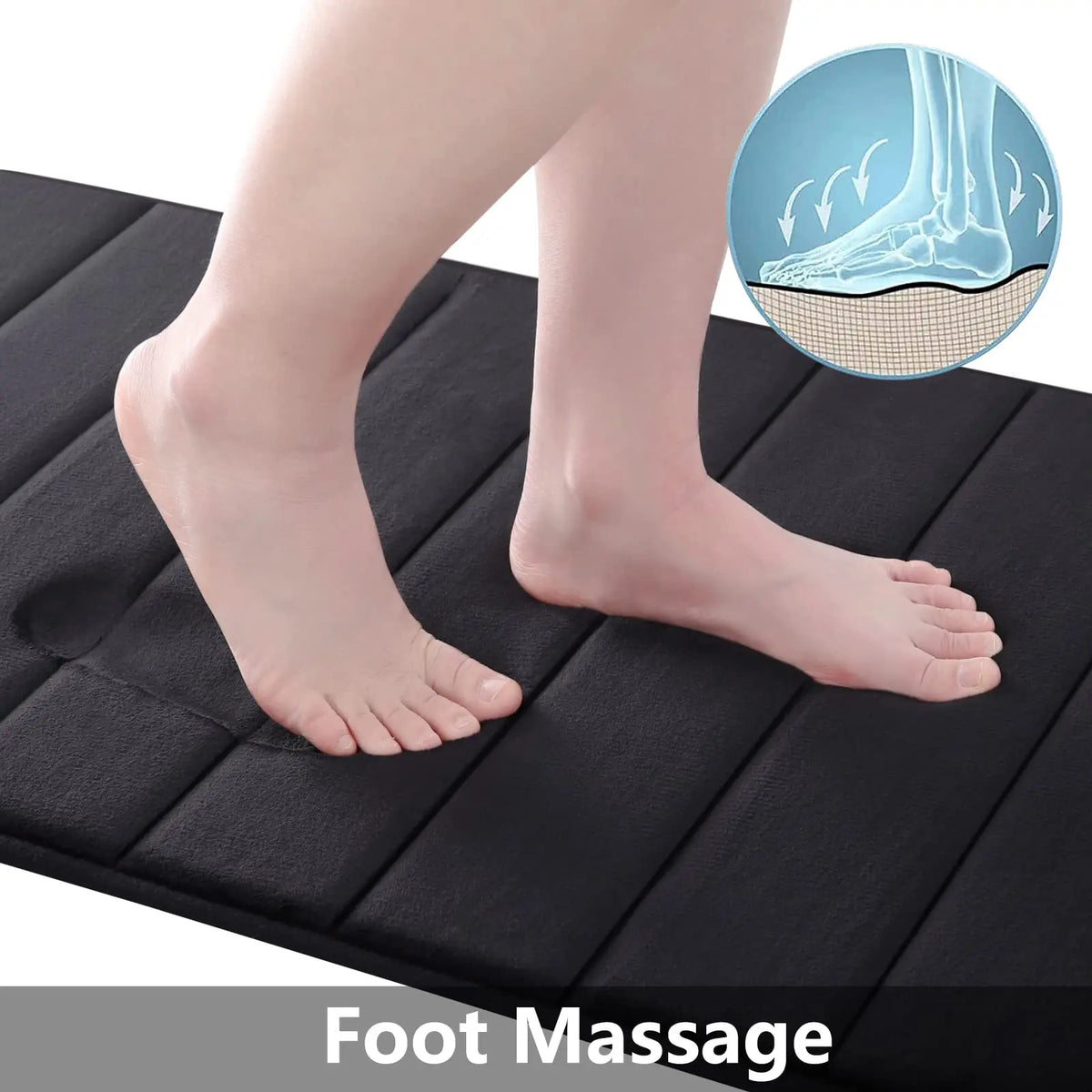 tapis massage pieds noir rayures horizontales moderne antidérapant absorbant eau respectueux environnement