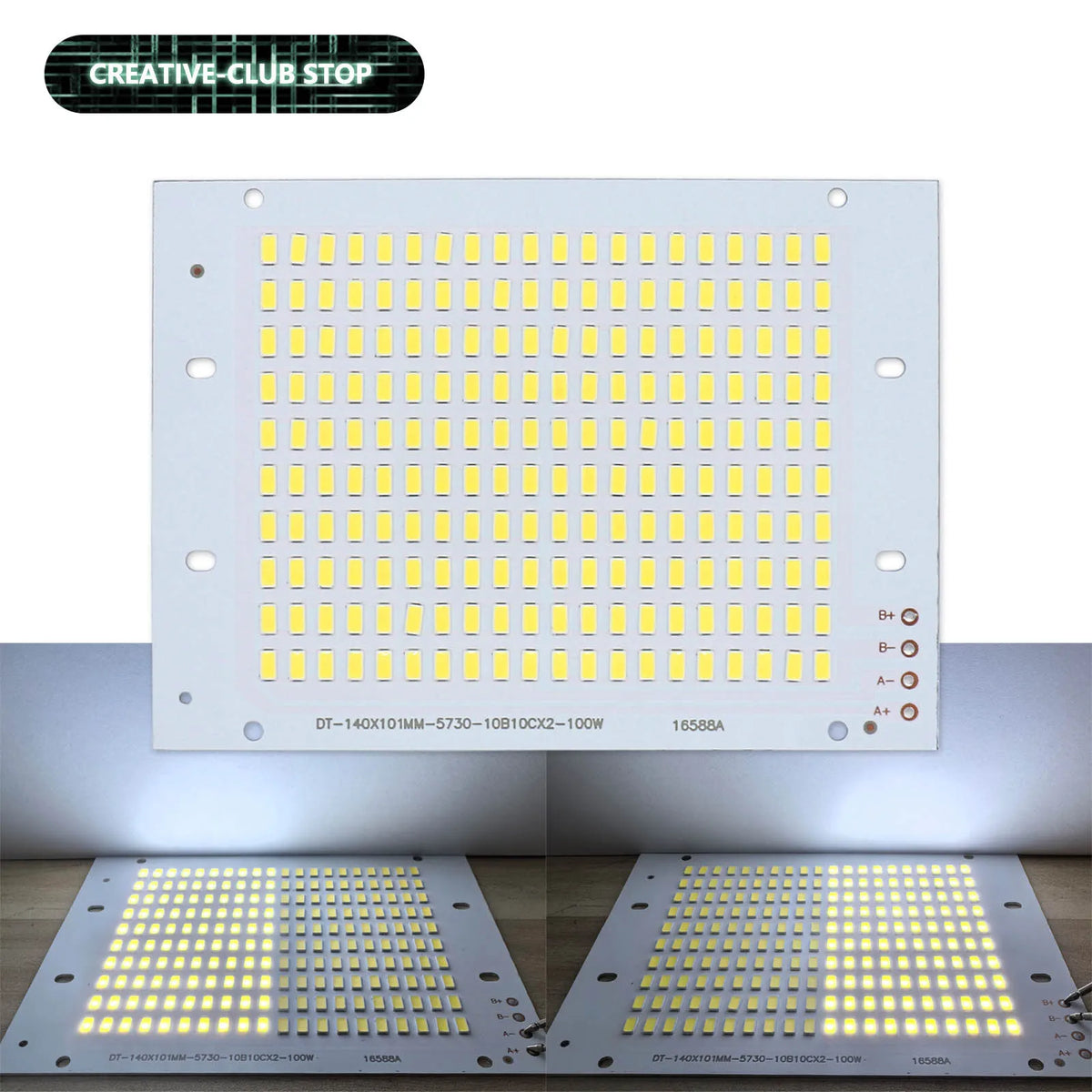 Panneau LED 100W blanc lumineux 15000LM matrice diodes modernes 140x101mm