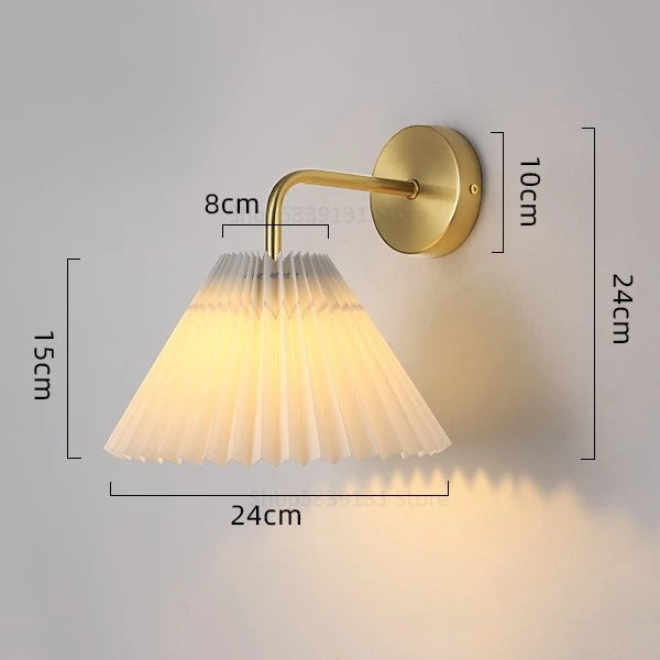 lampe murale moderne or plissée éclairage quotidien ampoule e27 fixée mur nordique