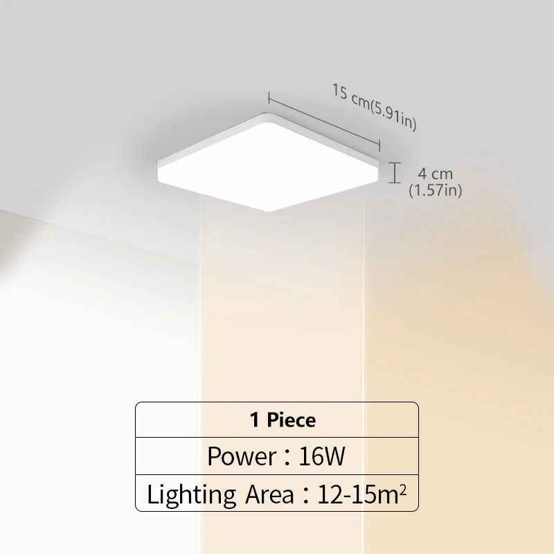 plafonniers led carrés moderne blancs éclairage neutre minimaliste 16w 34w chambre salon