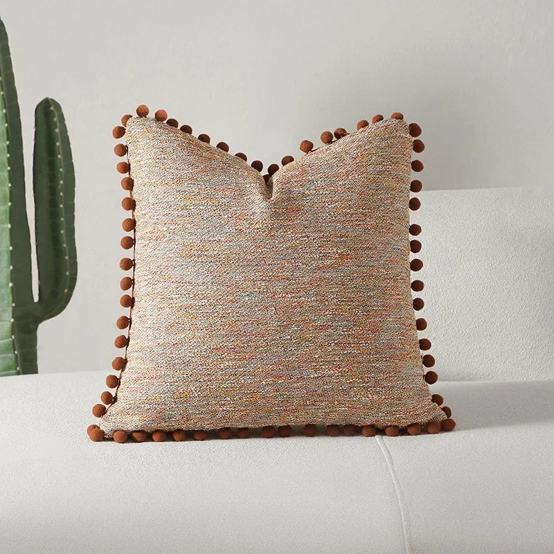 housses coussins décoratifs nordique moderne 100 polyester géométrique pompons verts adhésifs 45x45cm 30x50cm