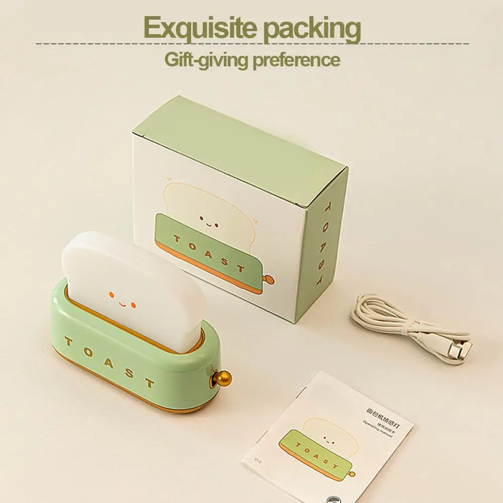 lampe table forme toast vert pastel grille souriant vintage mignonne rechargeable notice câble usb