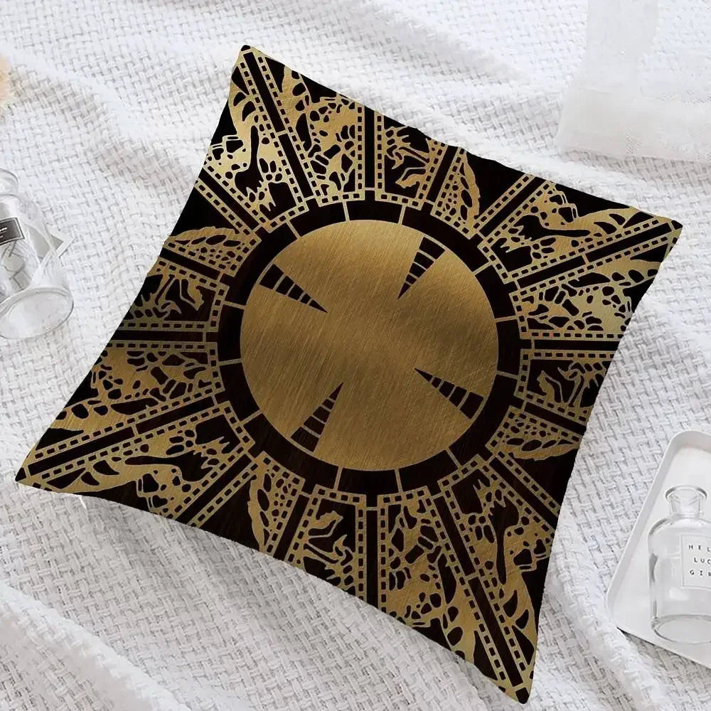 taie d'oreiller moderne motif géométrique noir doré double face courte peluche lit carré 45x45cm