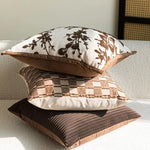 housse coussin décorative élégante marron motif géométrique moderne 100 polyester 45x45cm sofa